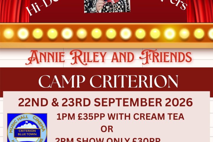 Poster for 'Annie Riley and Friends' on 22-23 Sep 2026, featuring a Freddie Mercury tribute at Camp Criterion.
