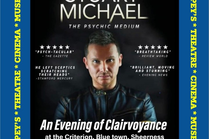 Event poster featuring a person promoting an evening of clairvoyance on November 27, 2026.